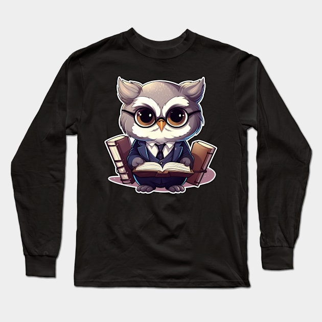 Owl is a lawyer reading a book Long Sleeve T-Shirt by Hsbetweenus